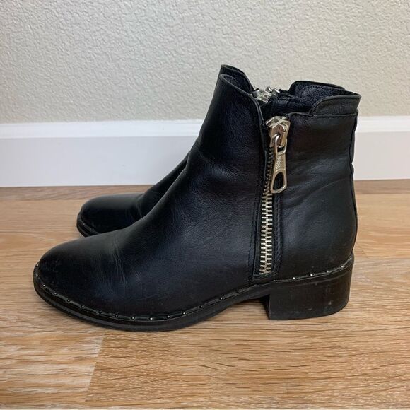 Steve Madden Lanna Black Leather Studded Ankle Boots - Picture 4 of 14